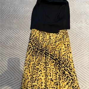 Kobi Halperin Black and Yellow Asymmetrical Skirt and Sleeveless Back shell